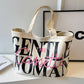 Damenhandtasche aus Canvas mit Buchstabendruck, modisch, große Kapazität, süße Umhängetasche
